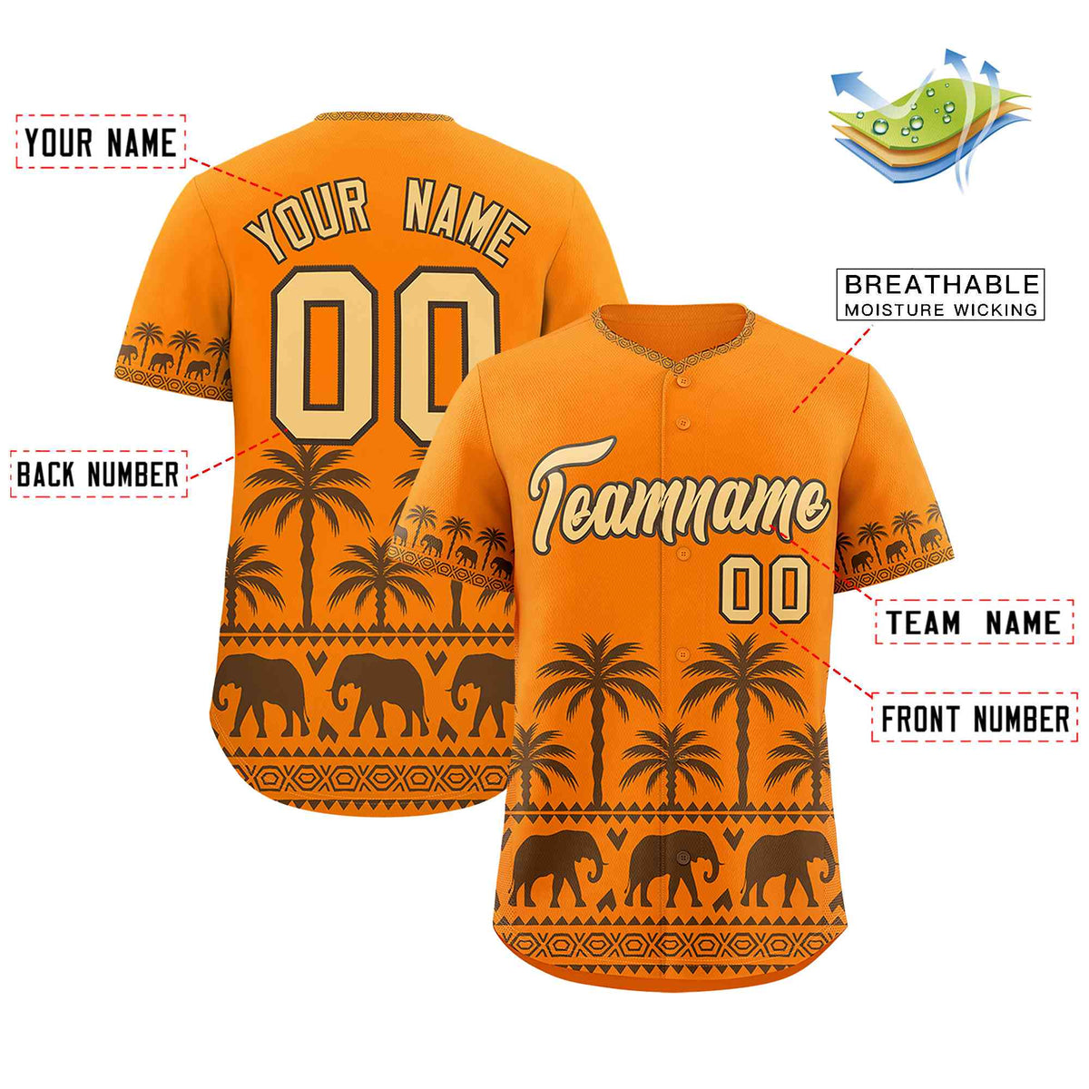 Custom Orange Light Brown Graffiti Pattern Personalized Bossinia Style Authentic Baseball Jersey| KXKSHOP
