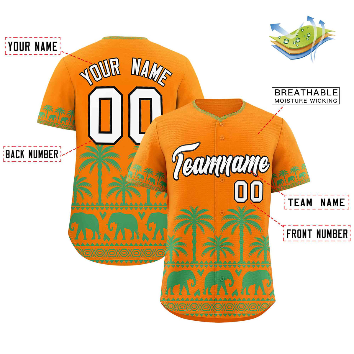 Custom Orange Green Graffiti Pattern Personalized Bossinia Style Authentic Baseball Jersey| KXKSHOP