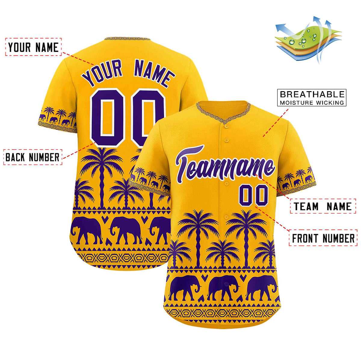 Custom Gold Purple Graffiti Pattern Personalized Bossinia Style Authentic Baseball Jersey| KXKSHOP