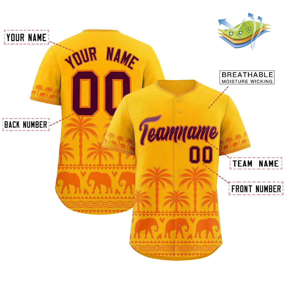 Custom Gold Orange Graffiti Pattern Personalized Bossinia Style Authentic Baseball Jersey| KXKSHOP