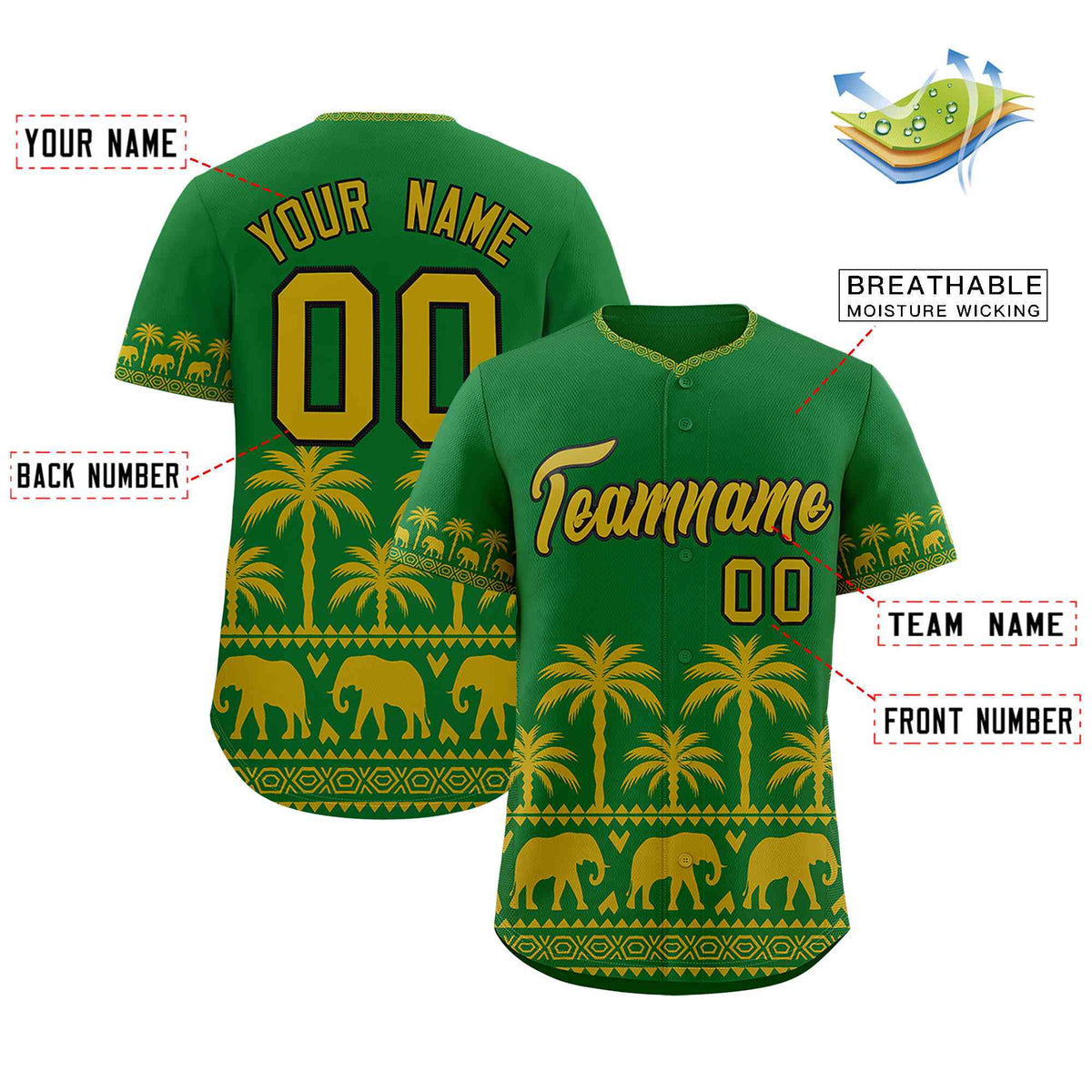Custom Kelly Green Old Gold Graffiti Pattern Personalized Bossinia Style Authentic Baseball Jersey| KXKSHOP