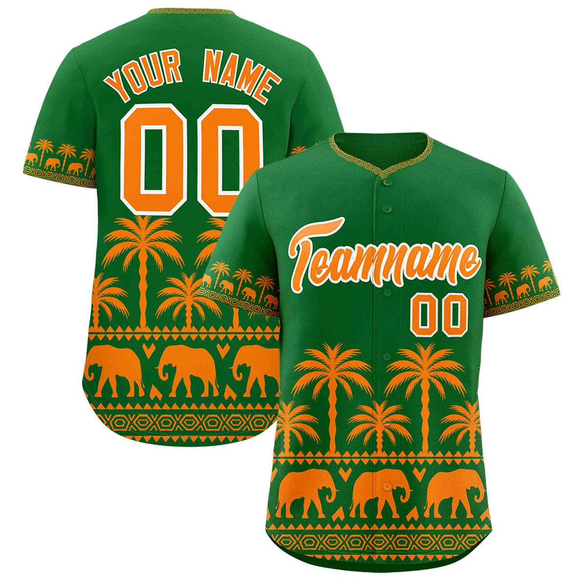 Custom Kelly Green Orange Graffiti Pattern Personalized Bossinia Style Authentic Baseball Jersey| KXKSHOP