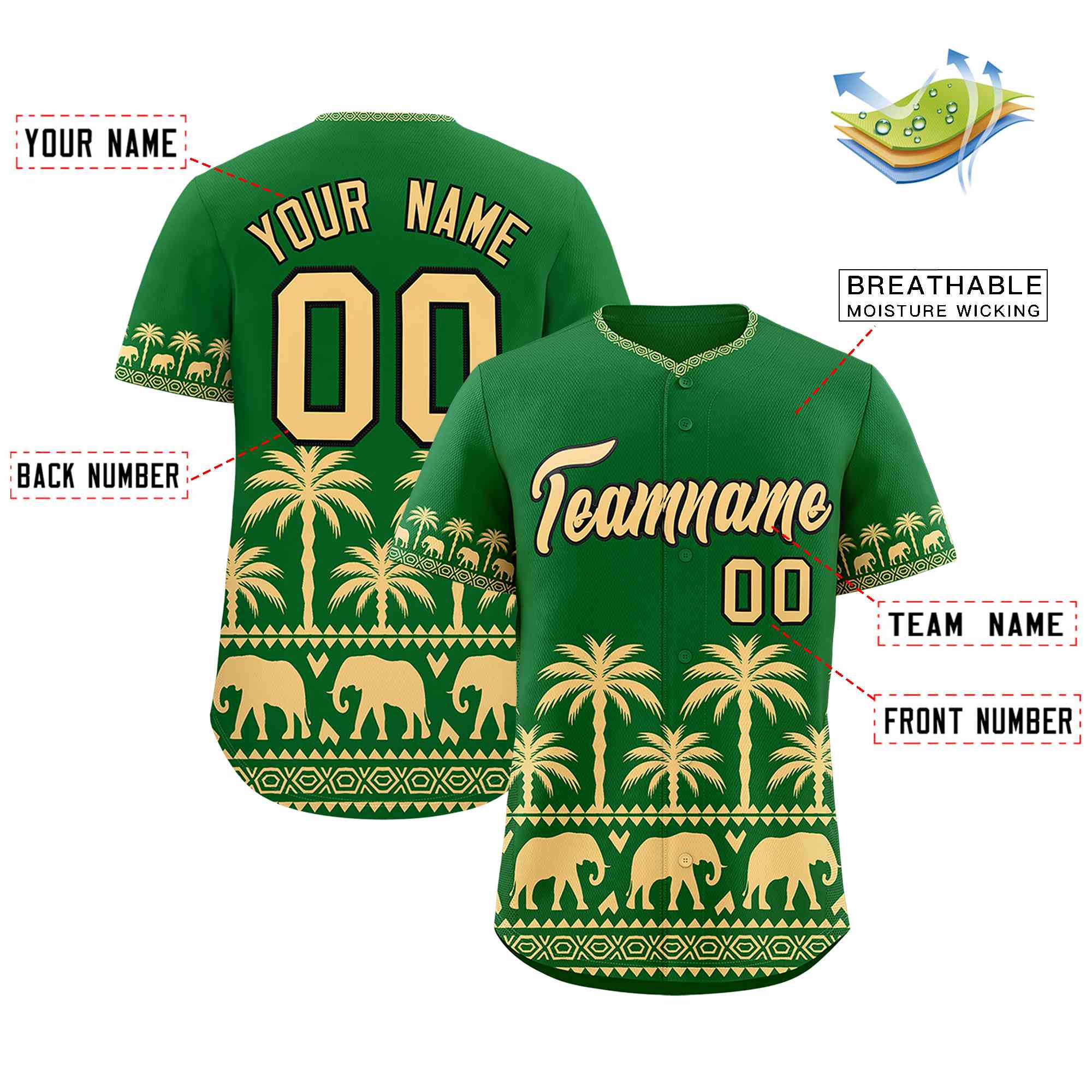 Custom Kelly Green Khaki Graffiti Pattern Personalized Bossinia Style Authentic Baseball Jersey| KXKSHOP