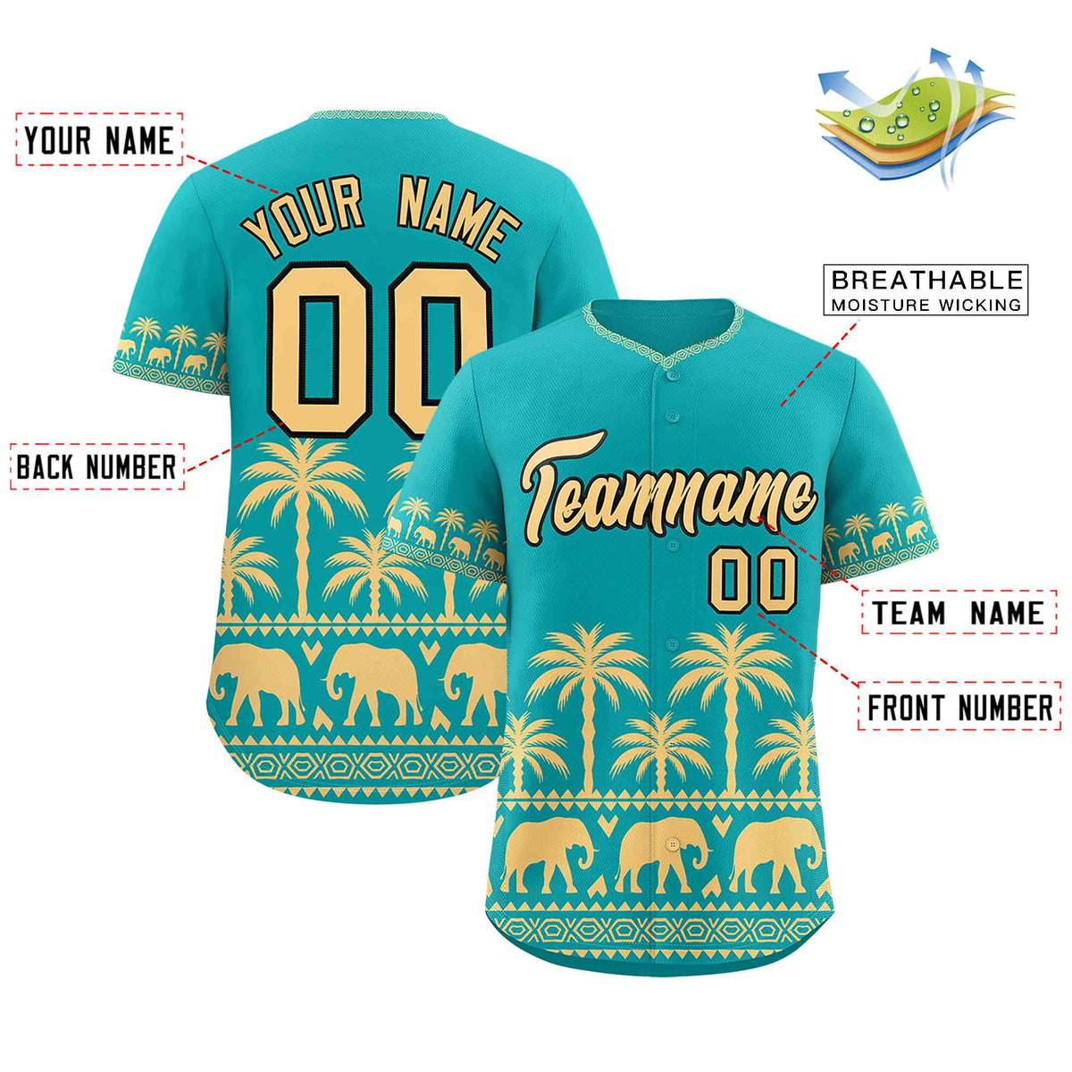 Custom Aqua Khaki Graffiti Pattern Personalized Bossinia Style Authentic Baseball Jersey| KXKSHOP
