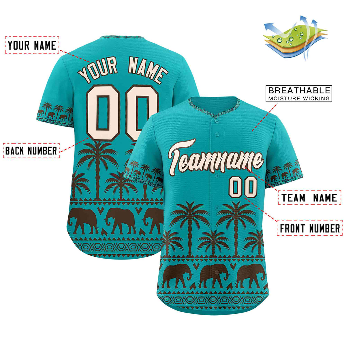 Custom Aqua Brown Graffiti Pattern Personalized Bossinia Style Authentic Baseball Jersey| KXKSHOP