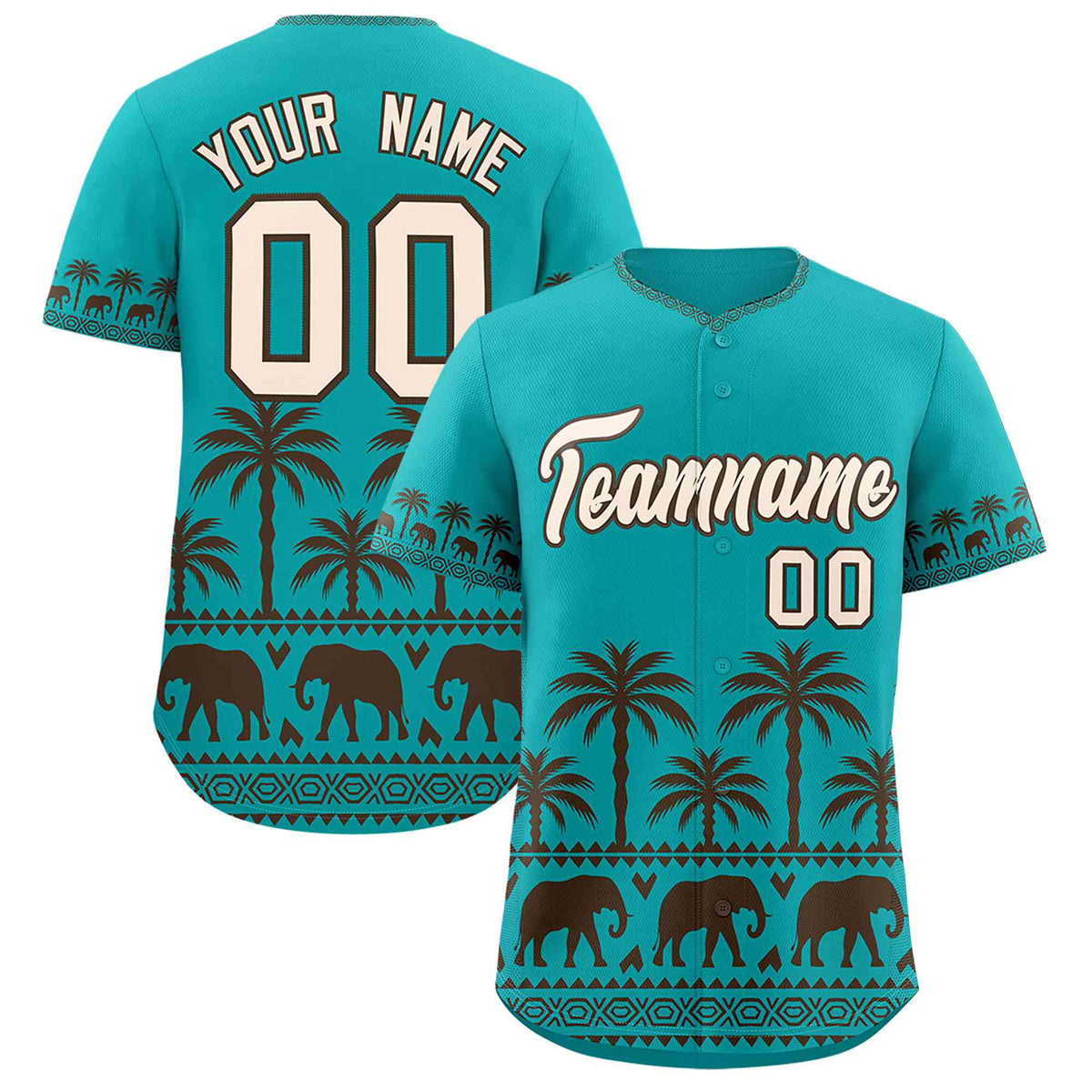 Custom Aqua Brown Graffiti Pattern Personalized Bossinia Style Authentic Baseball Jersey| KXKSHOP