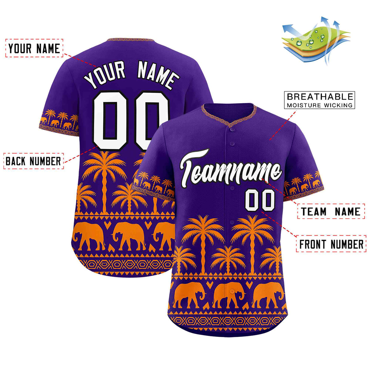 Custom Purple Orange Graffiti Pattern Personalized Bossinia Style Authentic Baseball Jersey| KXKSHOP