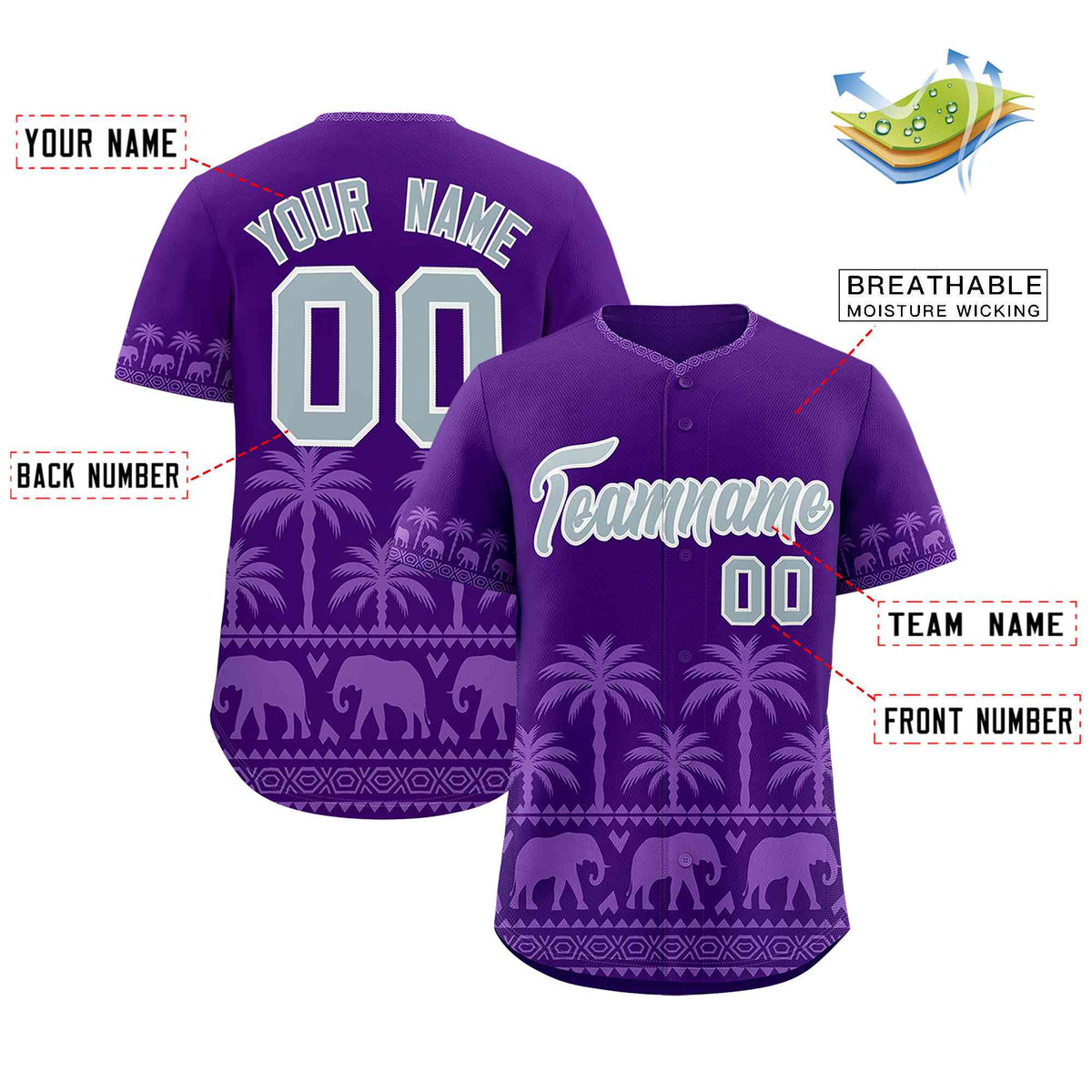 Custom Purple Light Purple Graffiti Pattern Personalized Bossinia Style Authentic Baseball Jersey| KXKSHOP