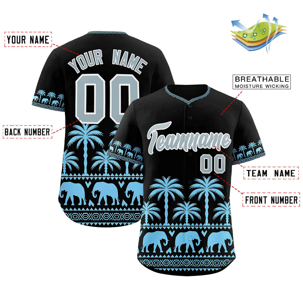 Custom Black Powder Blue Graffiti Pattern Personalized Bossinia Style Authentic Baseball Jersey| KXKSHOP