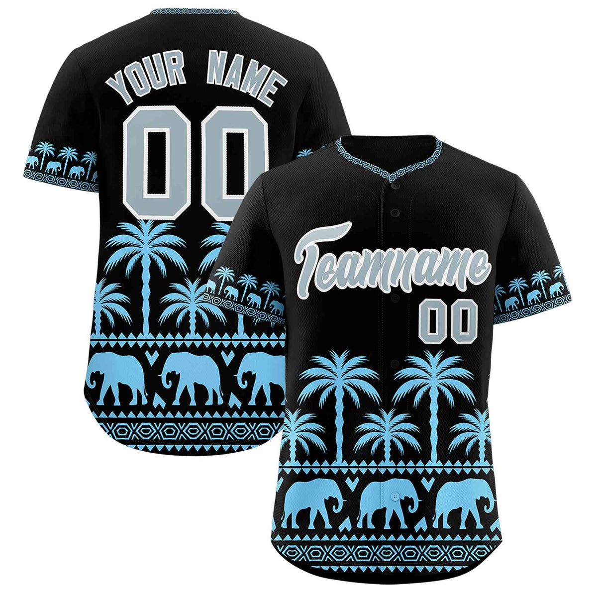 Custom Black Powder Blue Graffiti Pattern Personalized Bossinia Style Authentic Baseball Jersey| KXKSHOP