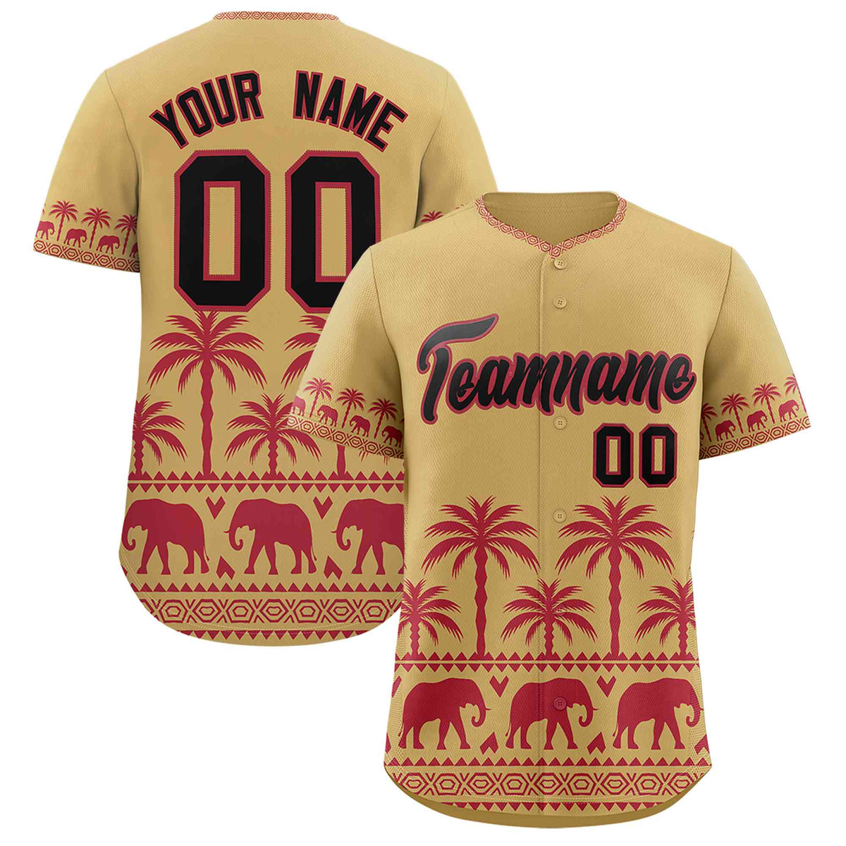 Custom Khaki Light Red Graffiti Pattern Personalized Bossinia Style Authentic Baseball Jersey| KXKSHOP