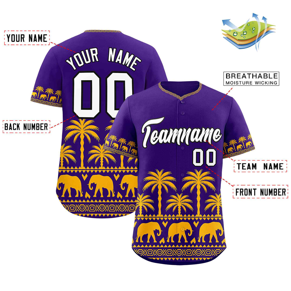 Custom Purple Yellow Graffiti Pattern Personalized Bossinia Style Authentic Baseball Jersey| KXKSHOP