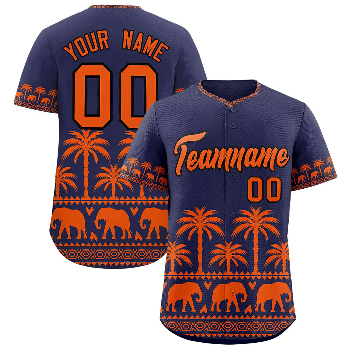 Custom Navy Orange Graffiti Pattern Personalized Bossinia Style Authentic Baseball Jersey| KXKSHOP