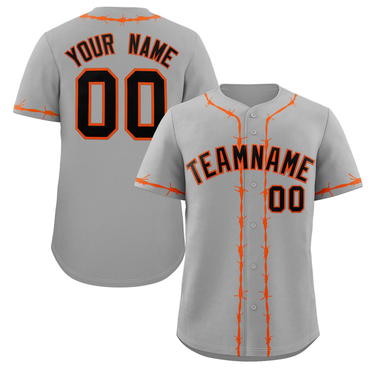 Custom Gray Orange Thorns Ribbed Classic Style Authentic Baseball Jersey