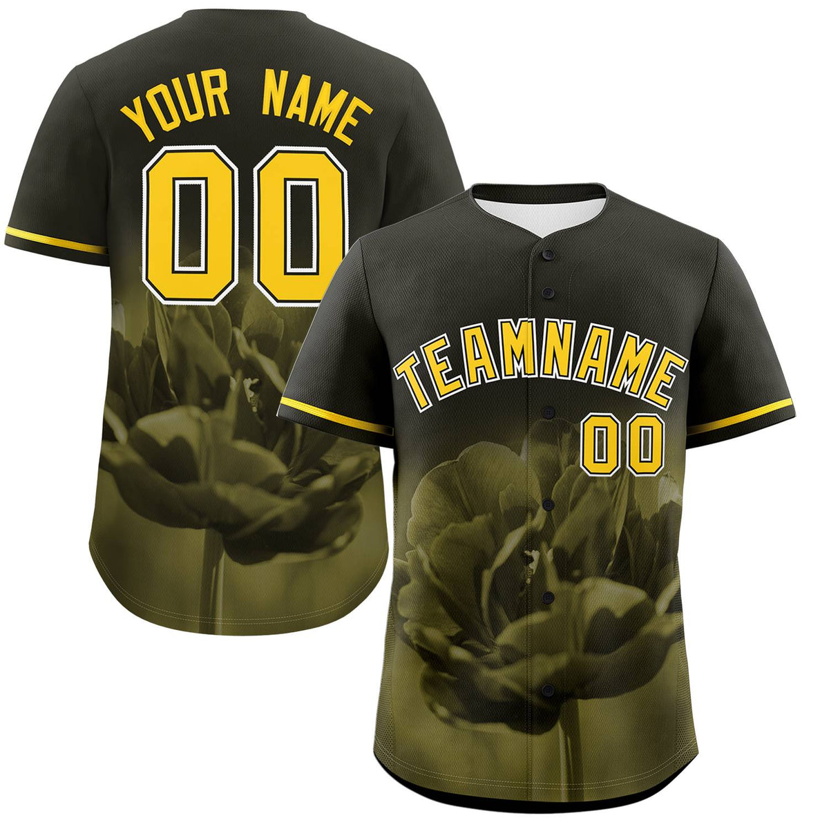 Custom Black Personalized 3D Flower Design Authentic Baseball Jersey | KXKSHOP