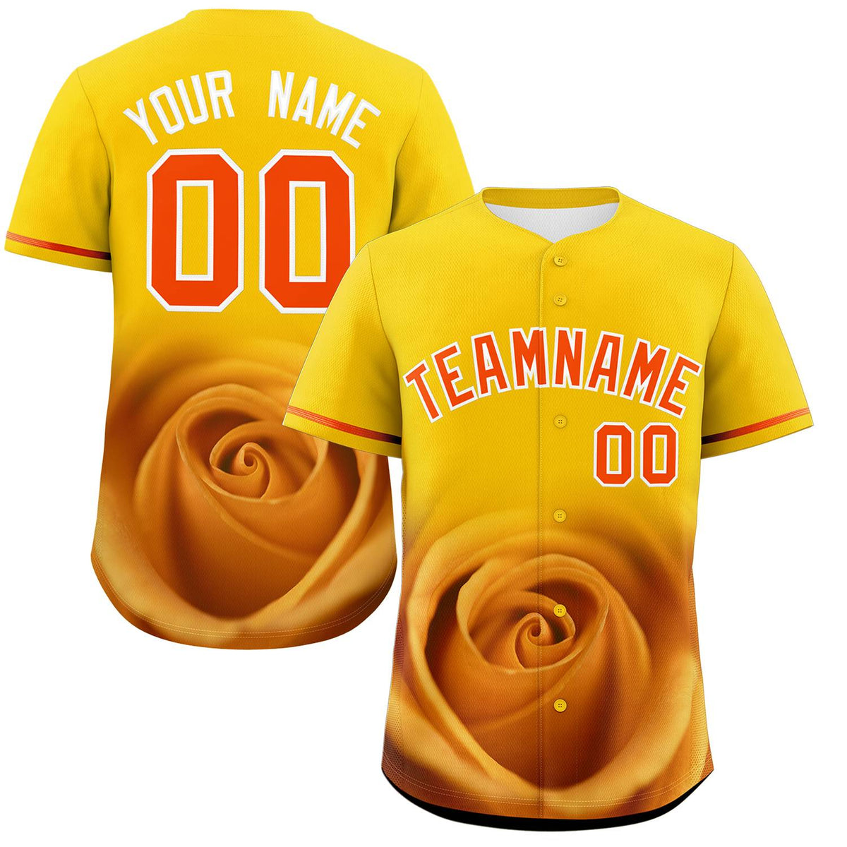 Custom Gold Personalized 3D Flower Design Authentic Baseball Jersey | KXKSHOP