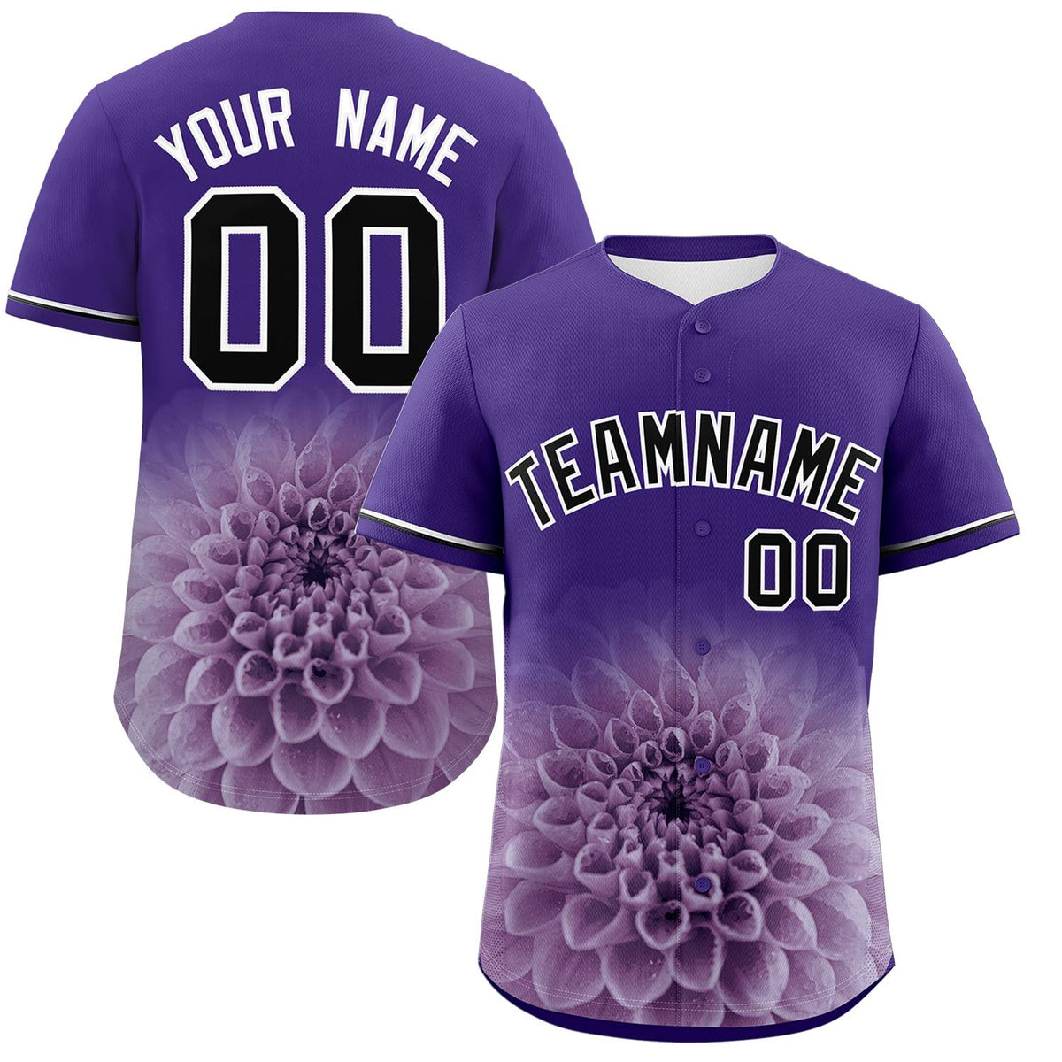 Custom Purple Personalized 3D Flower Design Authentic Baseball Jersey | KXKSHOP