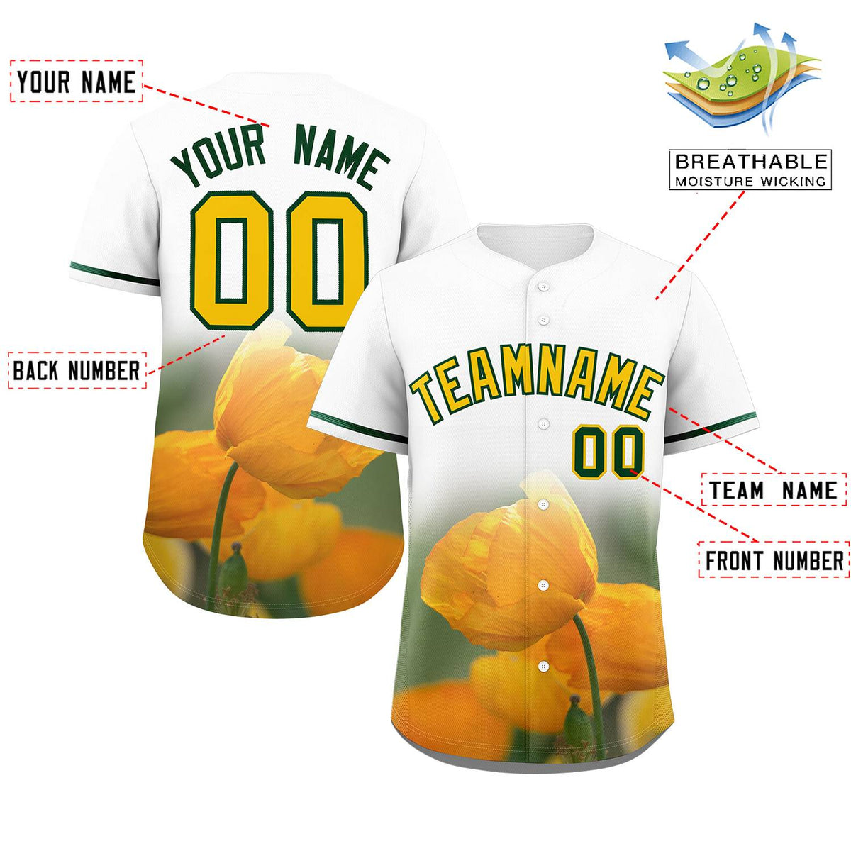 Custom White Personalized 3D Flower Design Authentic Baseball Jersey | KXKSHOP