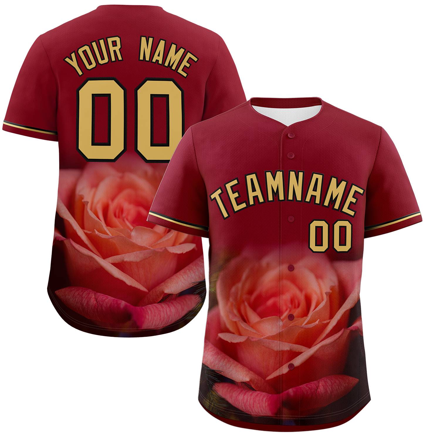 Custom Crimson Personalized 3D Flower Design Authentic Baseball Jersey | KXKSHOP