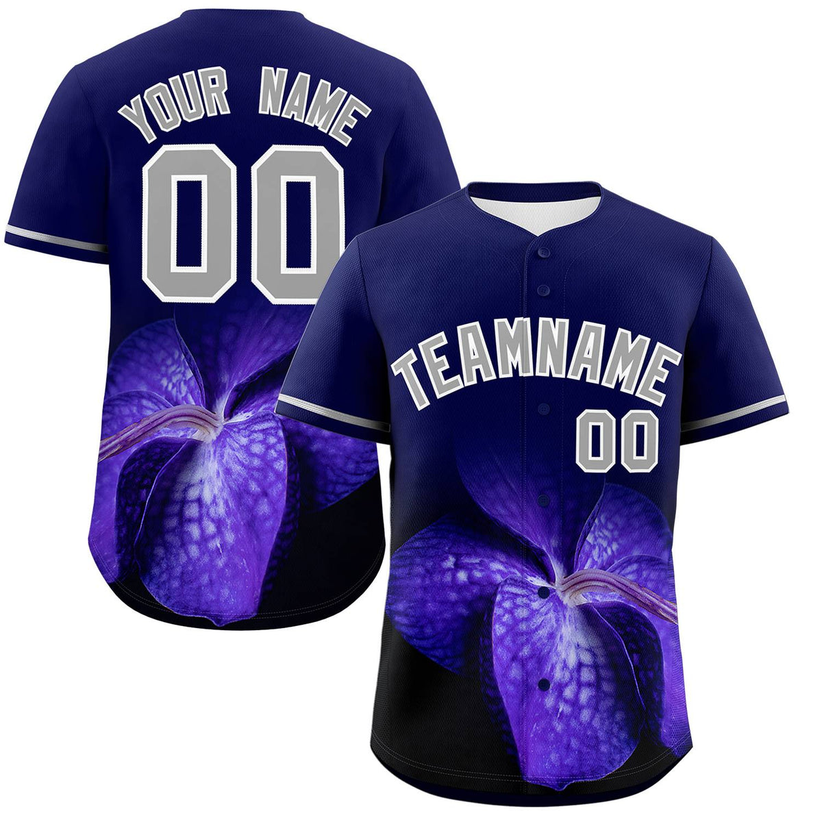 Custom Navy Personalized 3D Flower Design Authentic Baseball Jersey | KXKSHOP