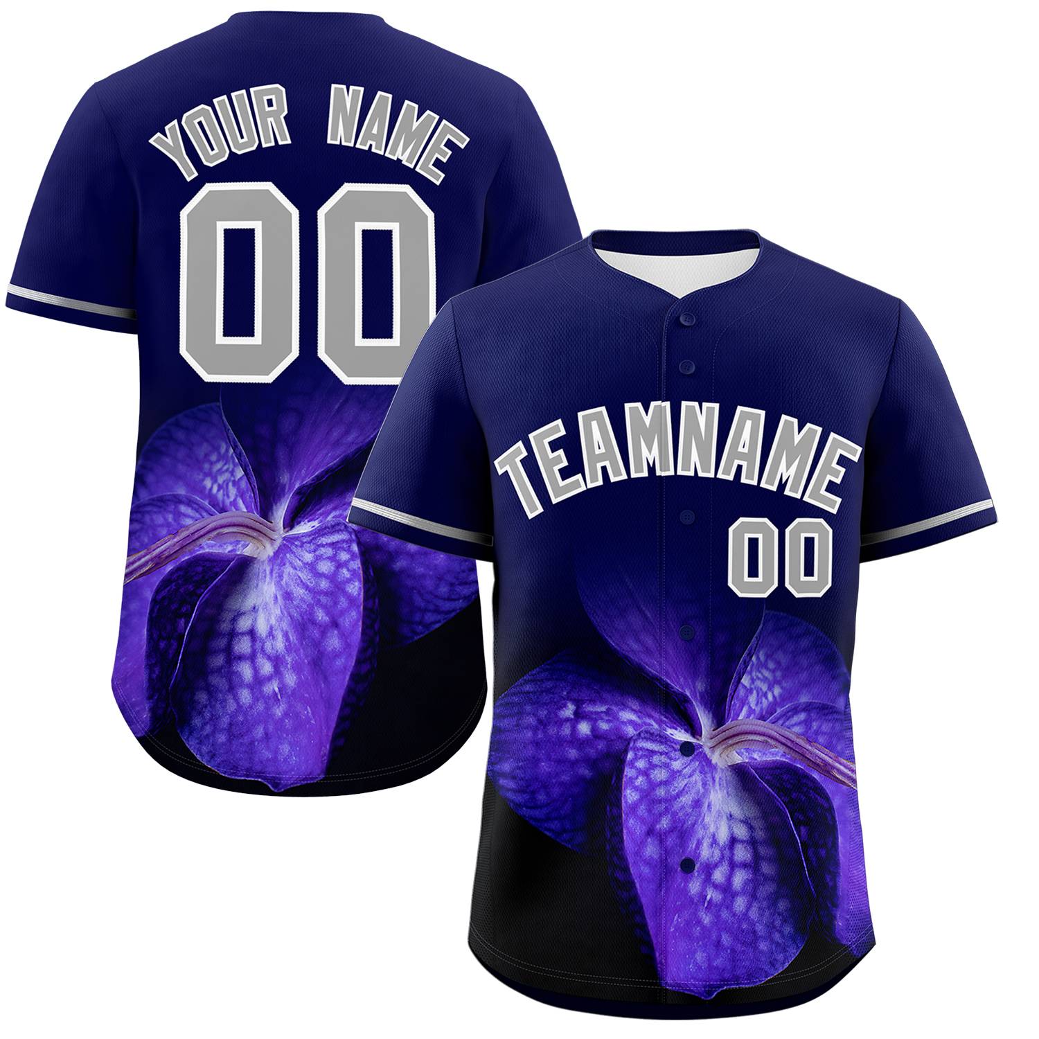 Custom Navy Personalized 3D Flower Design Authentic Baseball Jersey | KXKSHOP