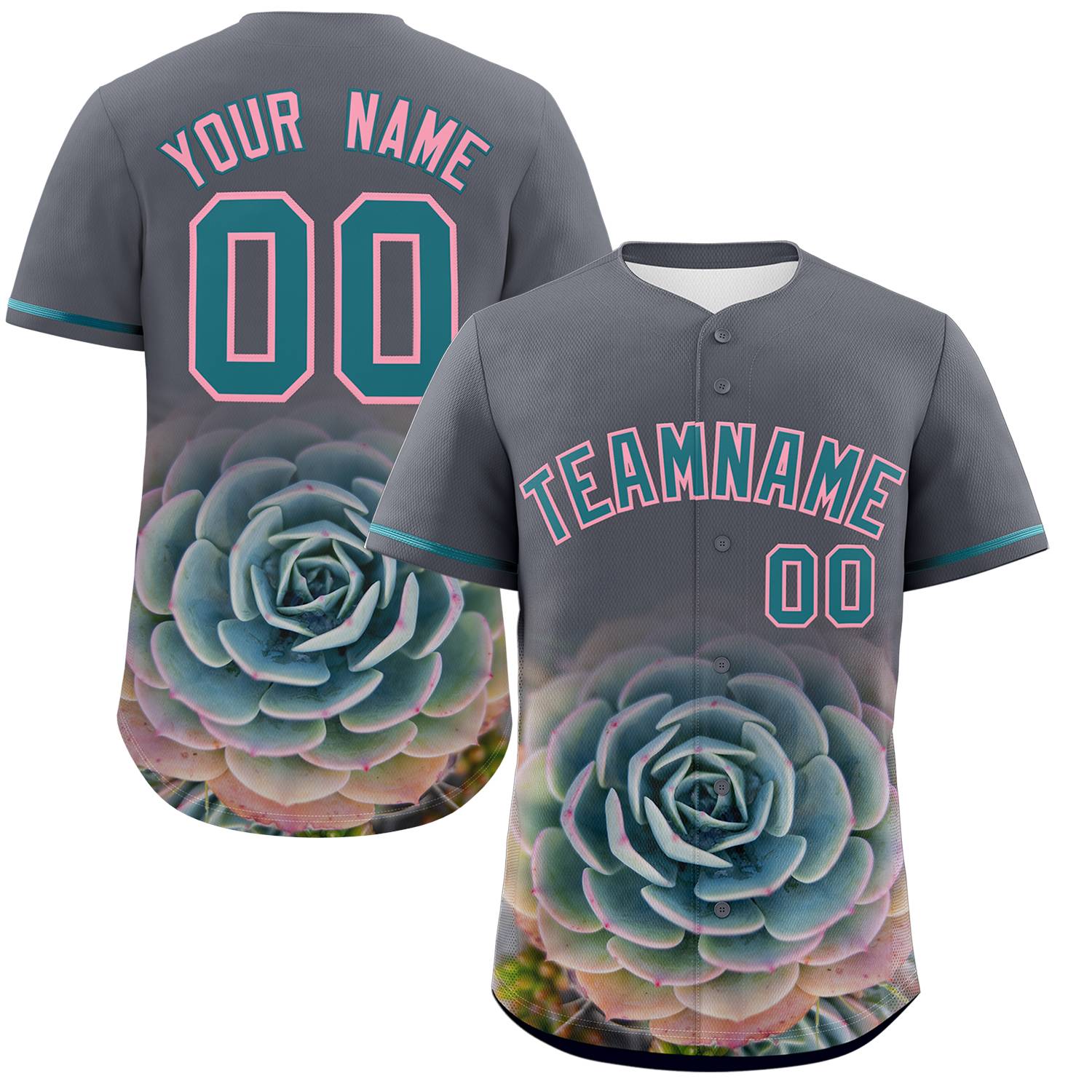 Custom Dark Gray Personalized 3D Flower Design Authentic Baseball Jersey | KXKSHOP