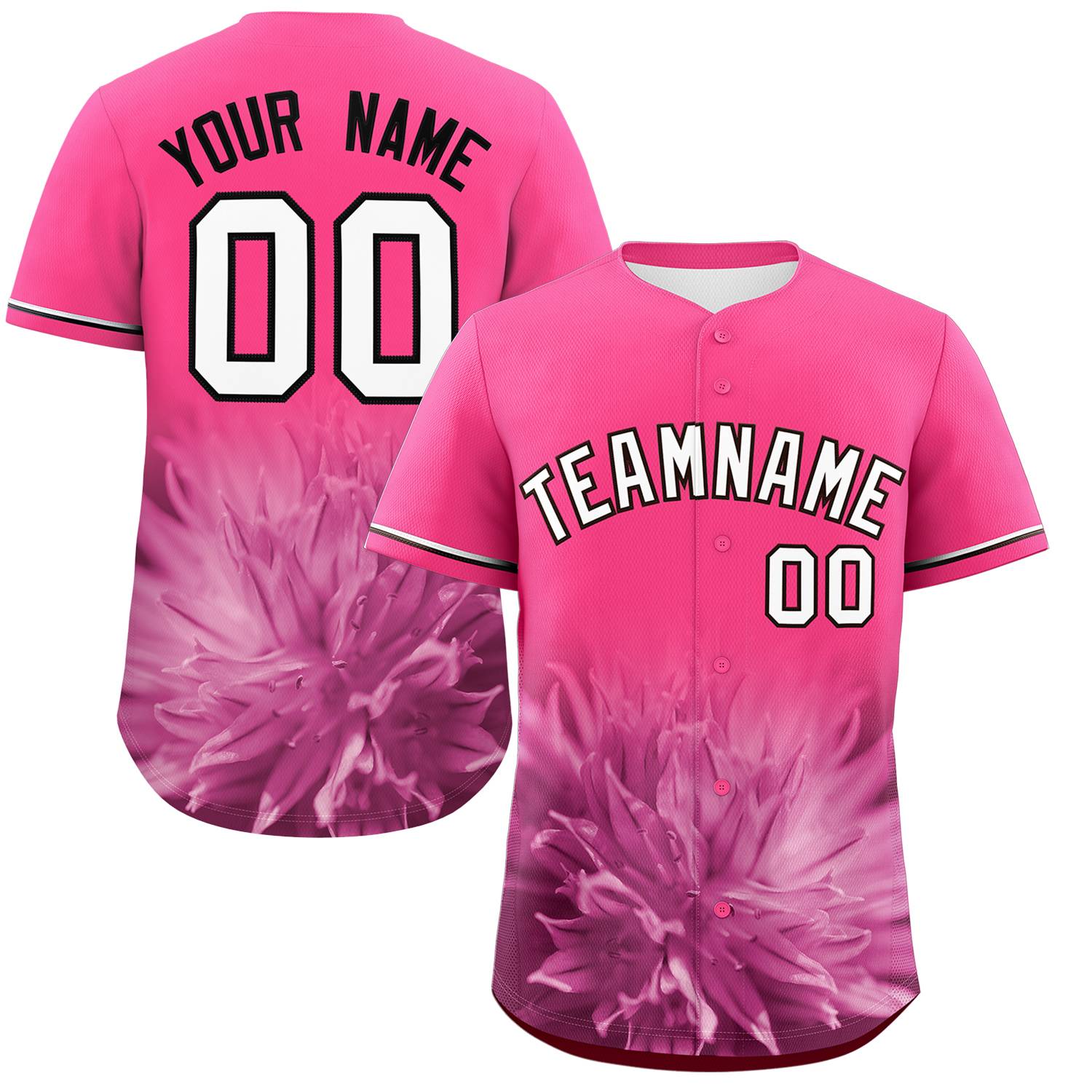 Custom Pink Personalized 3D Flower Design Authentic Baseball Jersey | KXKSHOP