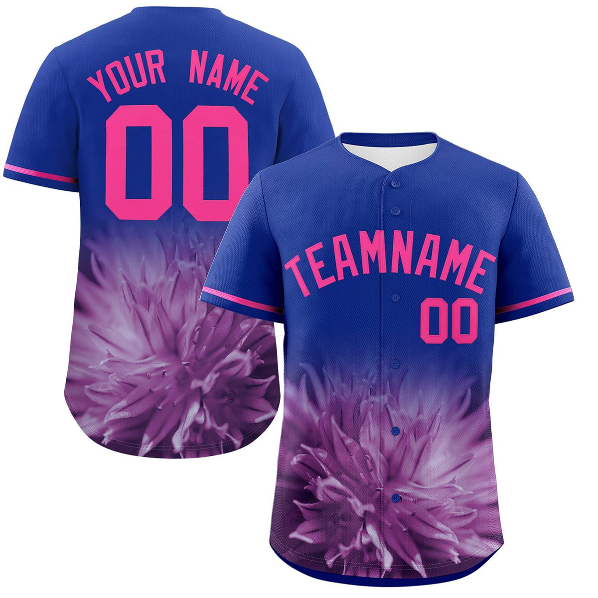 Custom Royal Personalized 3D Flower Design Authentic Baseball Jersey | KXKSHOP