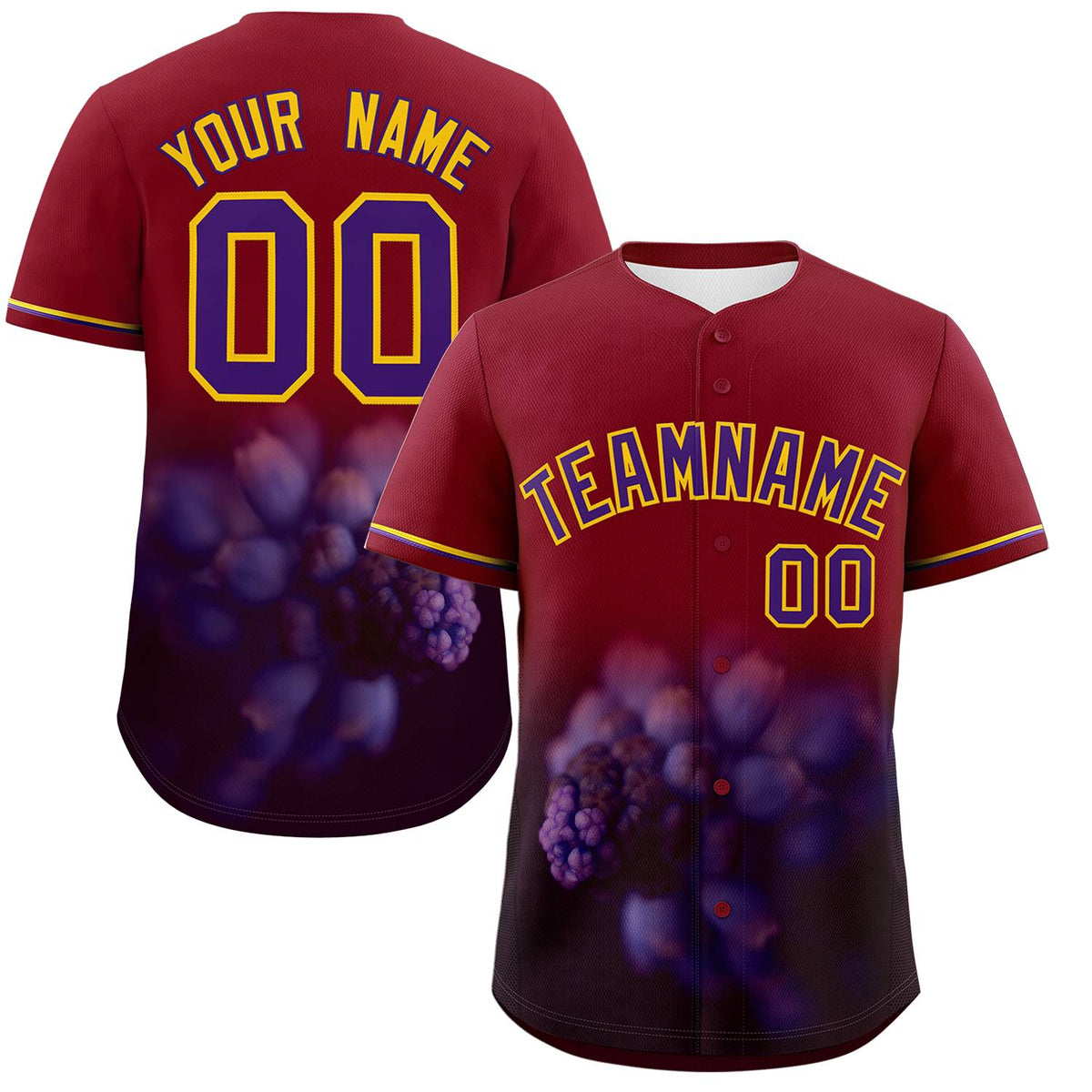 Custom Crimson Personalized 3D Flower Design Authentic Baseball Jersey | KXKSHOP