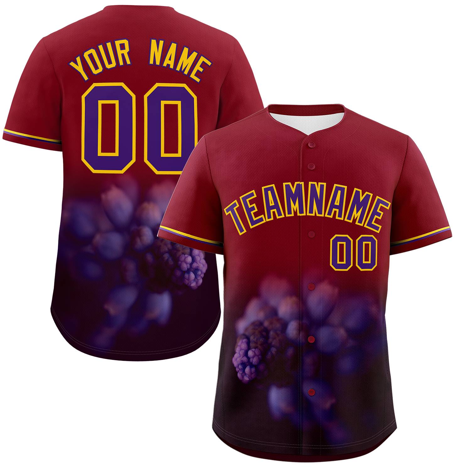 Custom Crimson Personalized 3D Flower Design Authentic Baseball Jersey | KXKSHOP