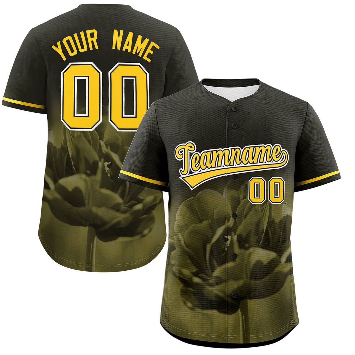 Custom Black Personalized 3D Flower Design Authentic Baseball Jersey | KXKSHOP