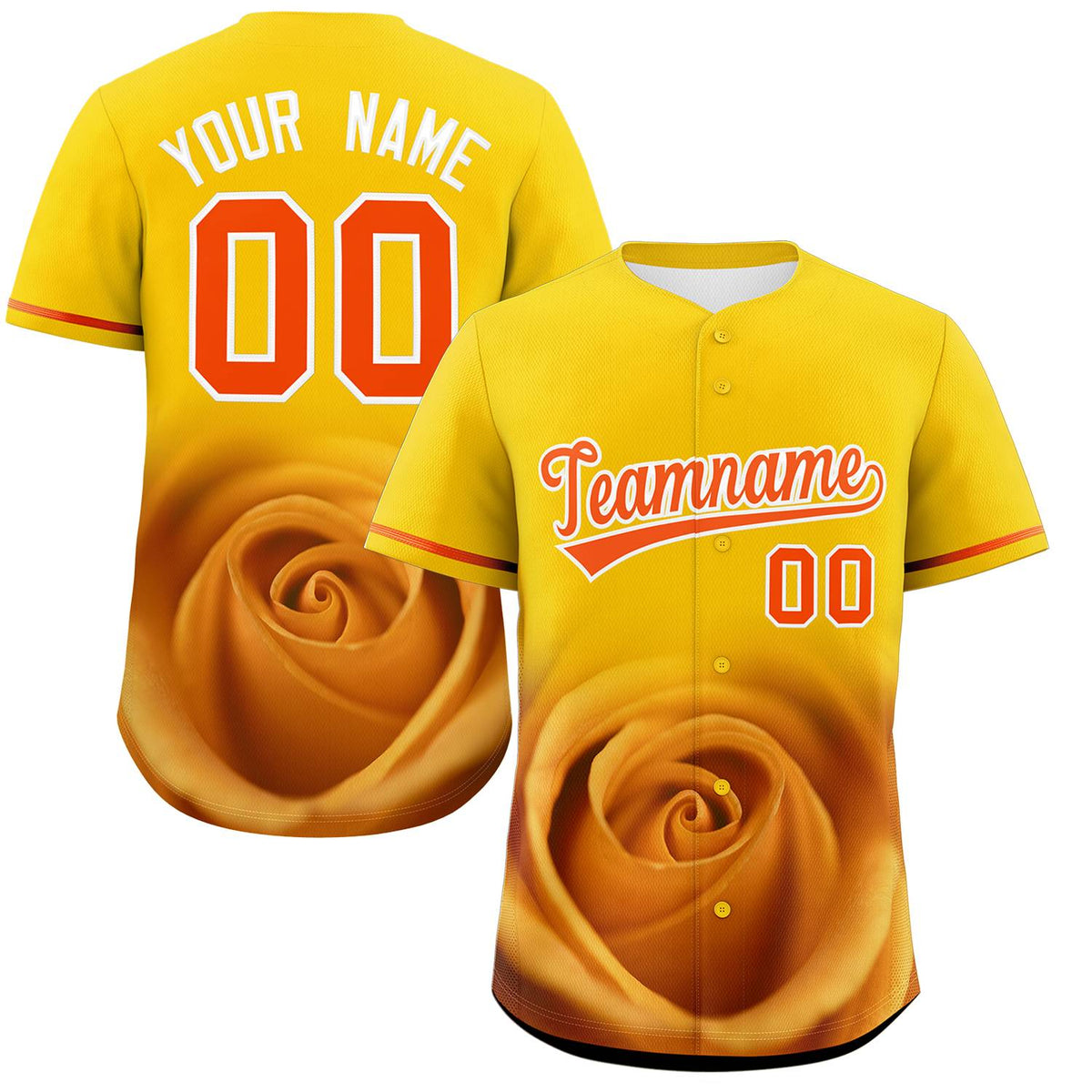 Custom Gold Personalized 3D Flower Design Authentic Baseball Jersey | KXKSHOP