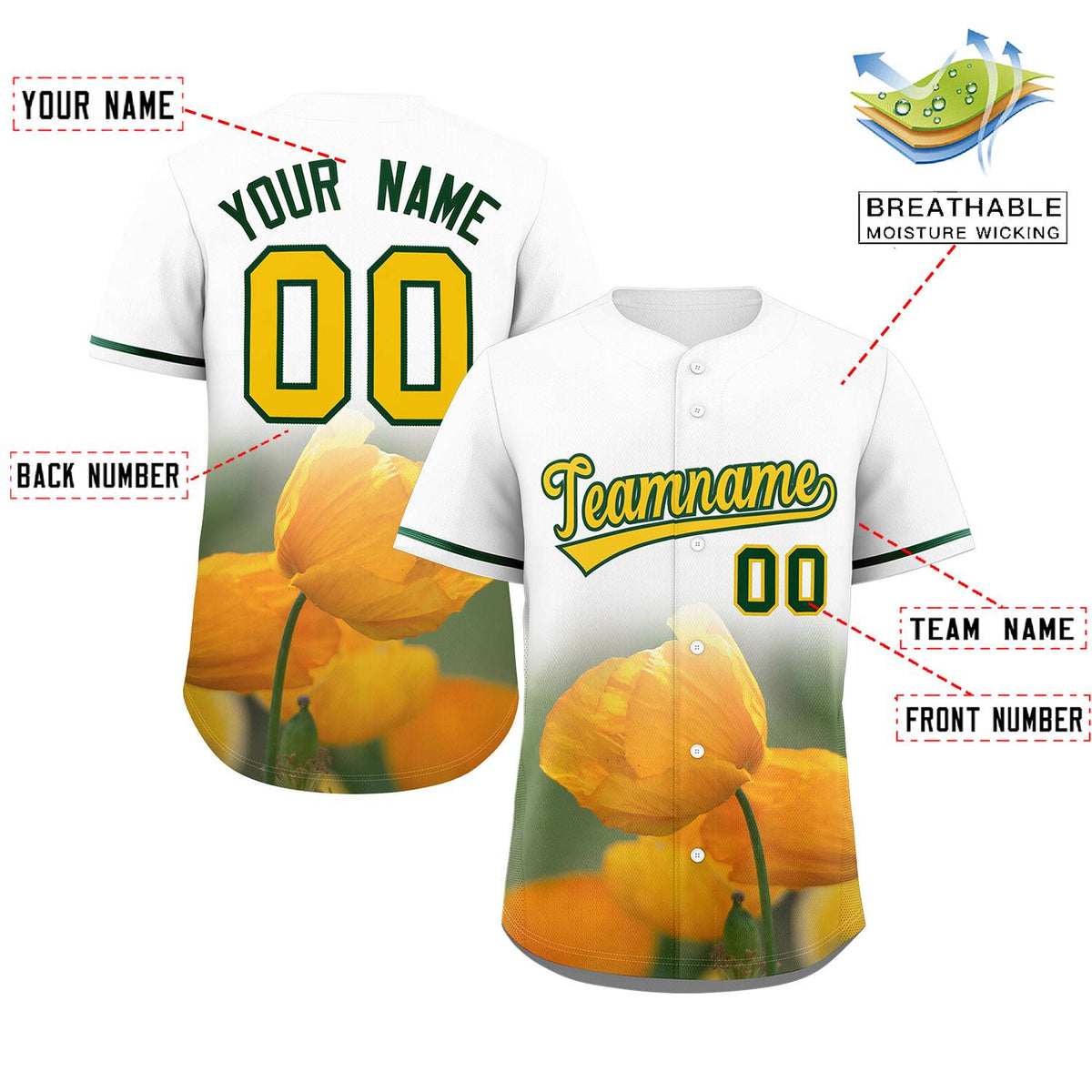 Custom White Personalized 3D Flower Design Authentic Baseball Jersey | KXKSHOP