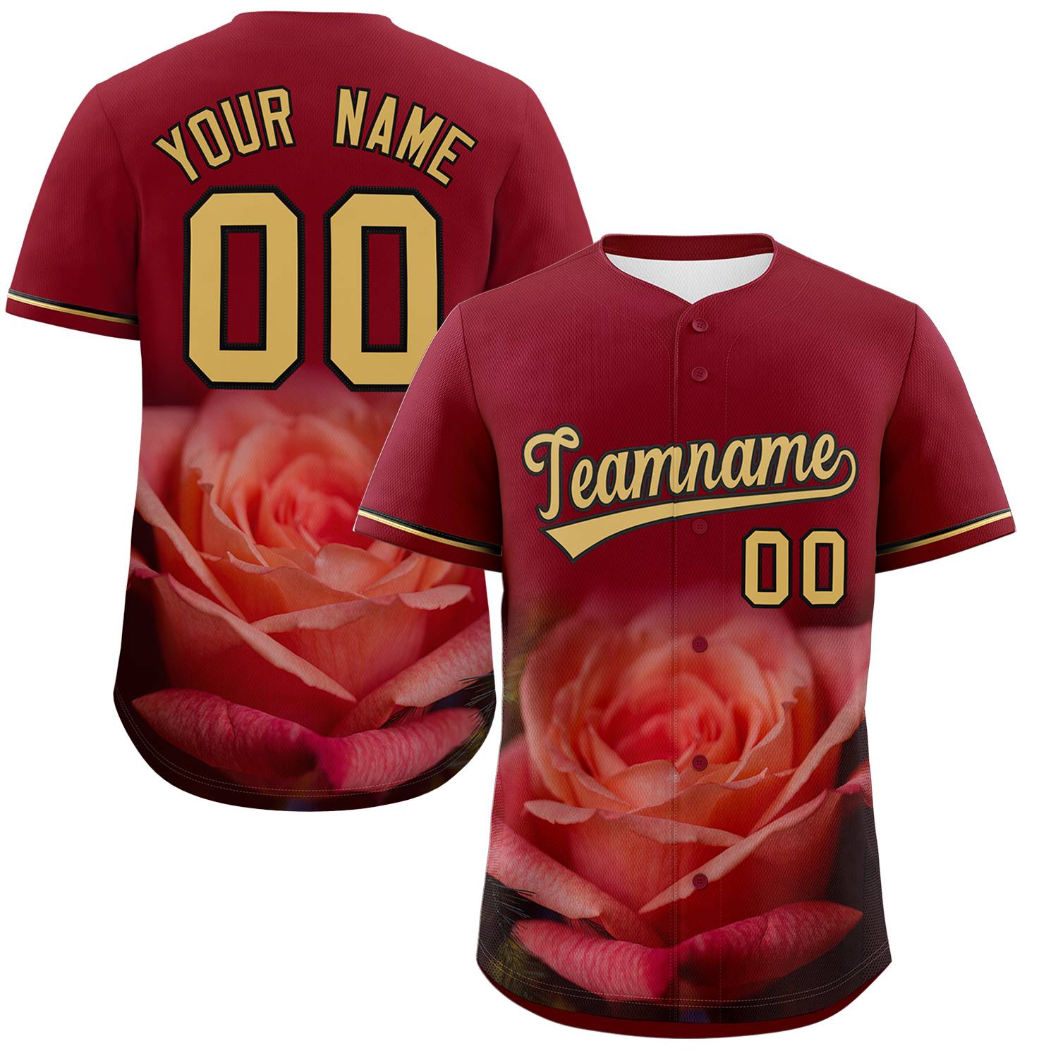 Custom Crimson Personalized 3D Flower Design Authentic Baseball Jersey | KXKSHOP