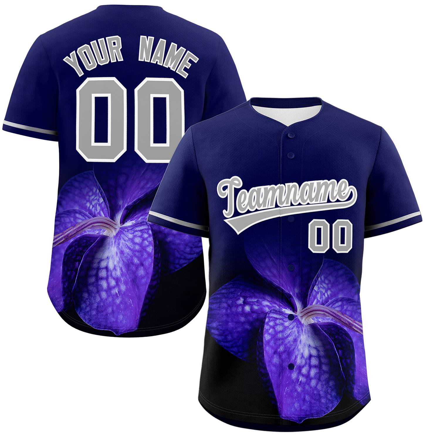 Custom Navy Personalized 3D Flower Design Authentic Baseball Jersey | KXKSHOP