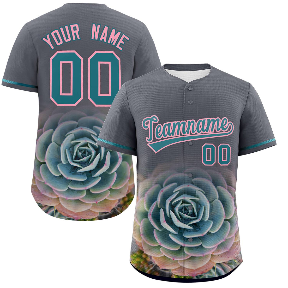 Custom Dark Gray Personalized 3D Flower Design Authentic Baseball Jersey | KXKSHOP