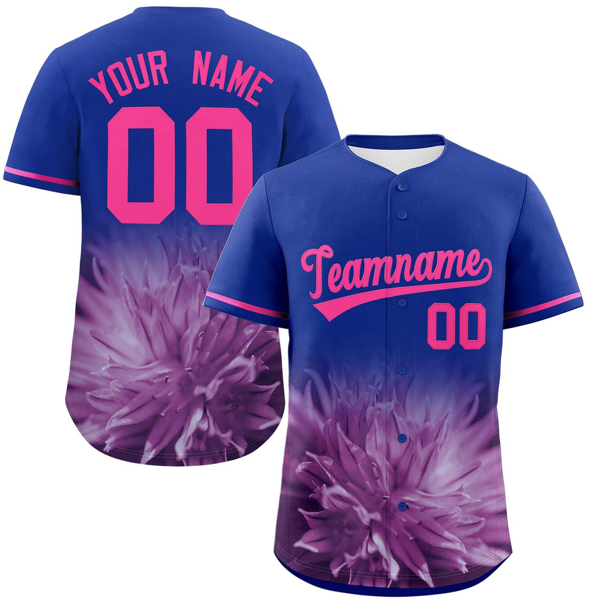 Custom Royal Personalized 3D Flower Design Authentic Baseball Jersey | KXKSHOP