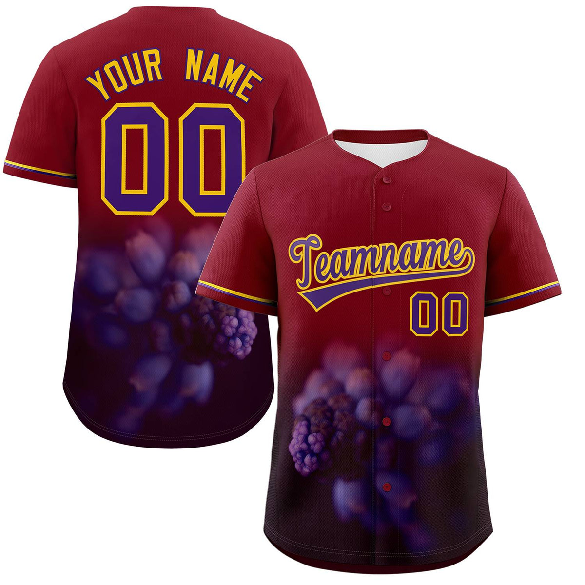 Custom Crimson Personalized 3D Flower Design Authentic Baseball Jersey | KXKSHOP