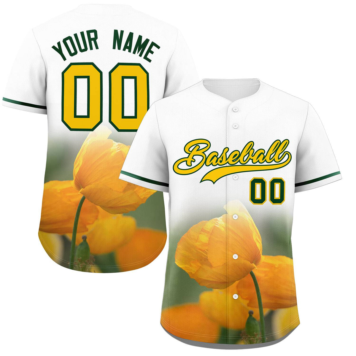 Custom White Personalized 3D Flower Design Authentic Baseball Jersey | KXKSHOP