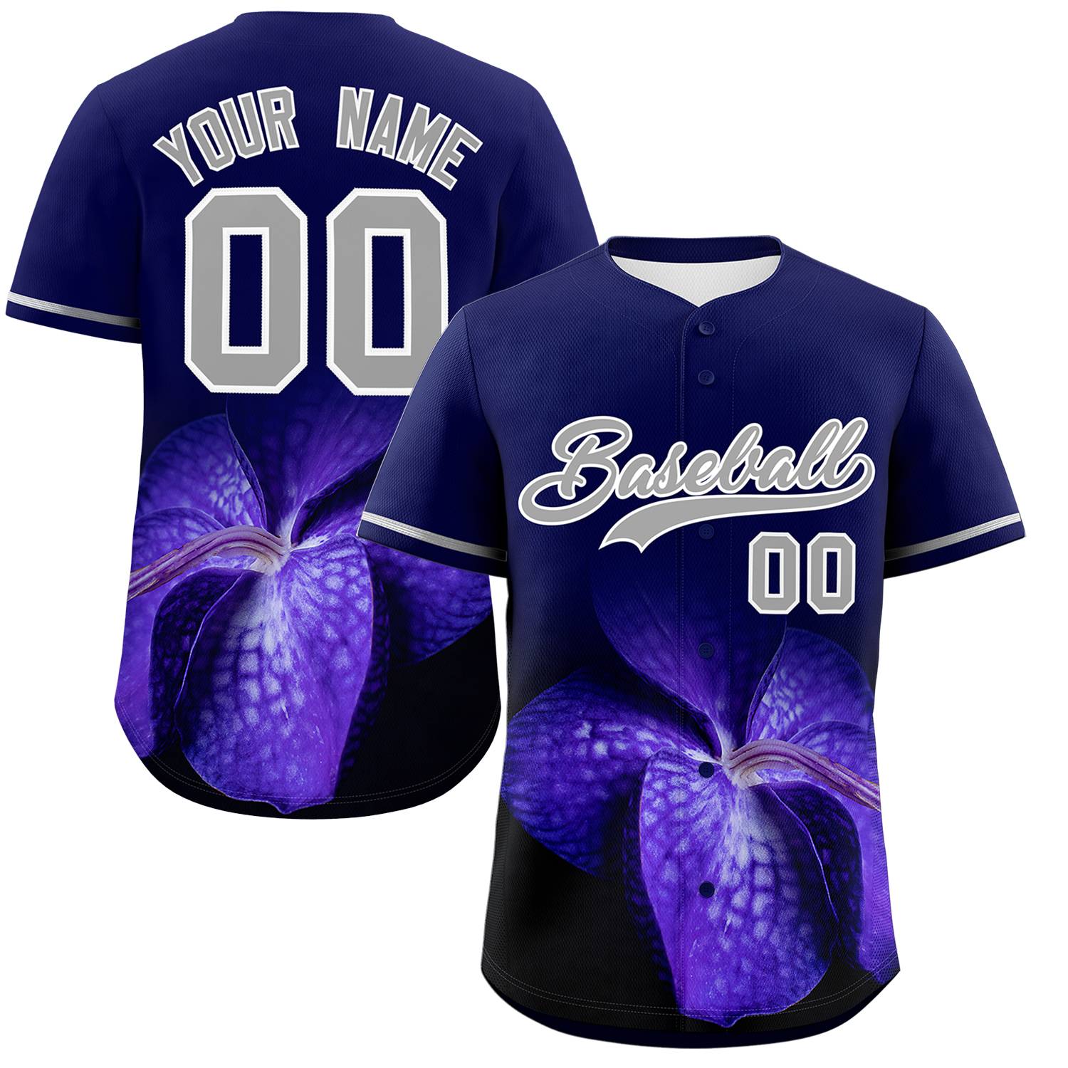 Custom Navy Personalized 3D Flower Design Authentic Baseball Jersey | KXKSHOP