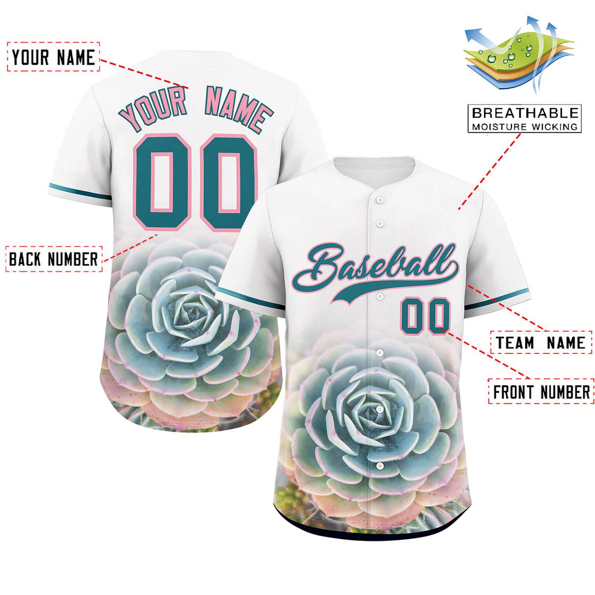 Custom White Personalized 3D Flower Design Authentic Baseball Jersey | KXKSHOP