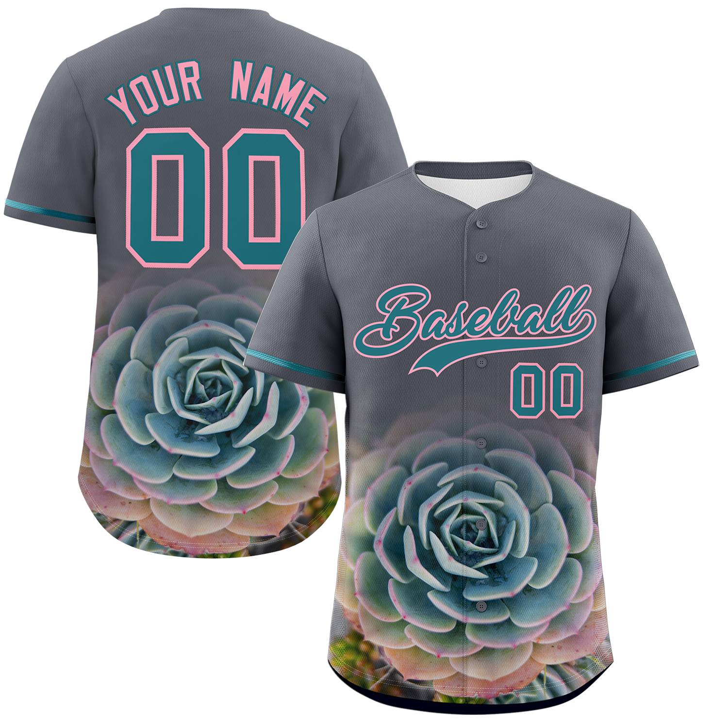 Custom Dark Gray Personalized 3D Flower Design Authentic Baseball Jersey | KXKSHOP