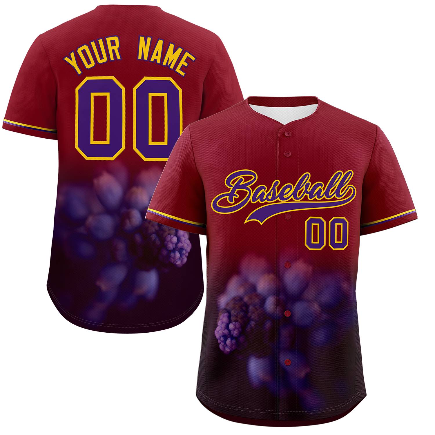 Custom Crimson Personalized 3D Flower Design Authentic Baseball Jersey | KXKSHOP