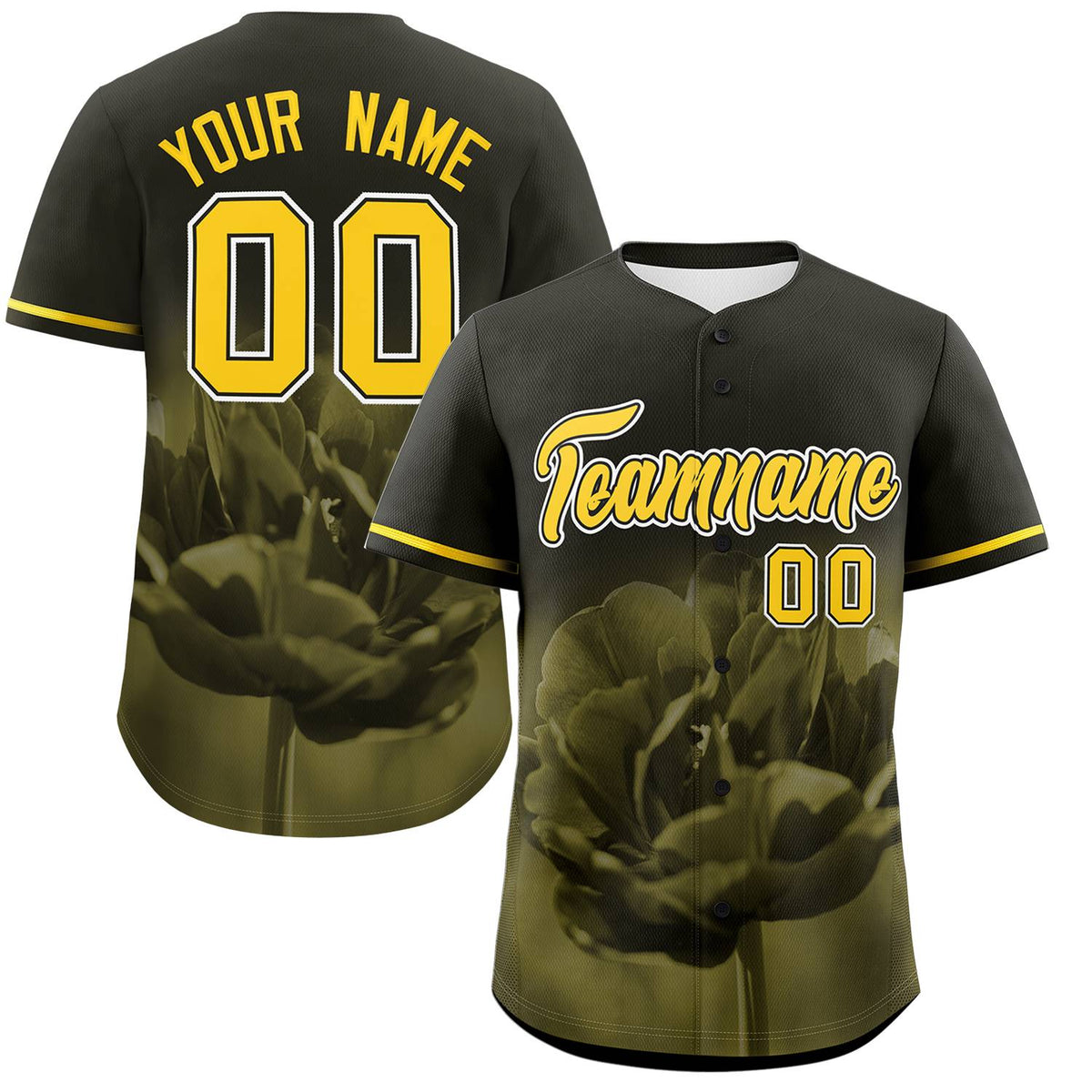 Custom Black Personalized 3D Flower Design Authentic Baseball Jersey | KXKSHOP