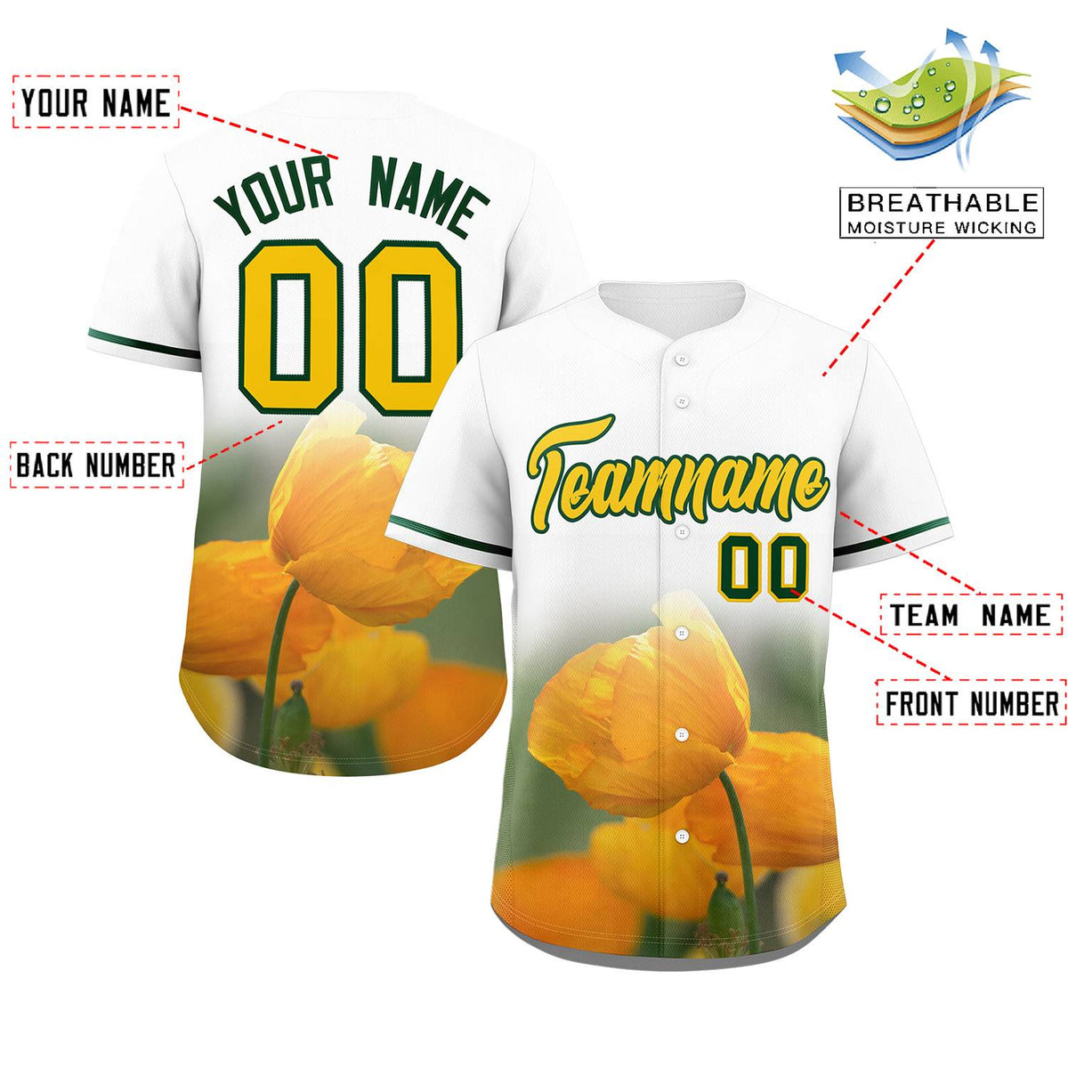 Custom White Personalized 3D Flower Design Authentic Baseball Jersey | KXKSHOP