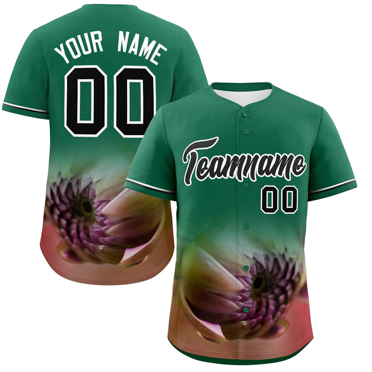 Custom Kelly Green Personalized 3D Flower Design Authentic Baseball Jersey | KXKSHOP