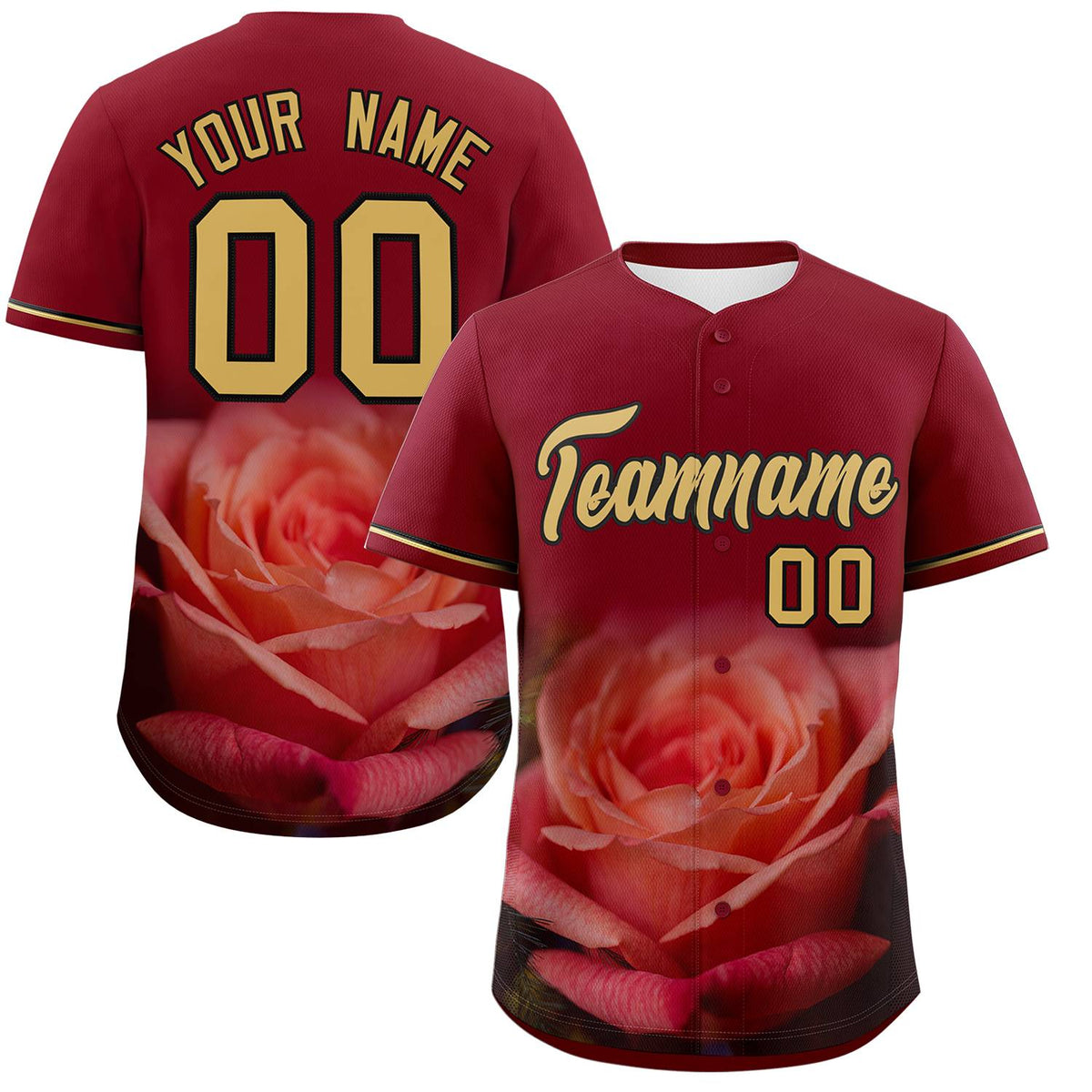 Custom Crimson Personalized 3D Flower Design Authentic Baseball Jersey | KXKSHOP