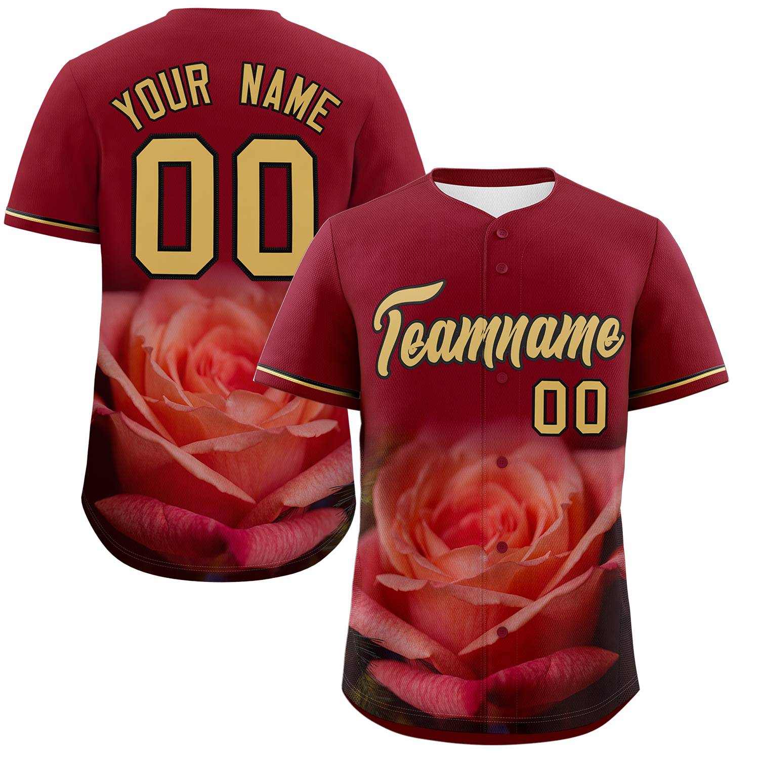 Custom Crimson Personalized 3D Flower Design Authentic Baseball Jersey | KXKSHOP