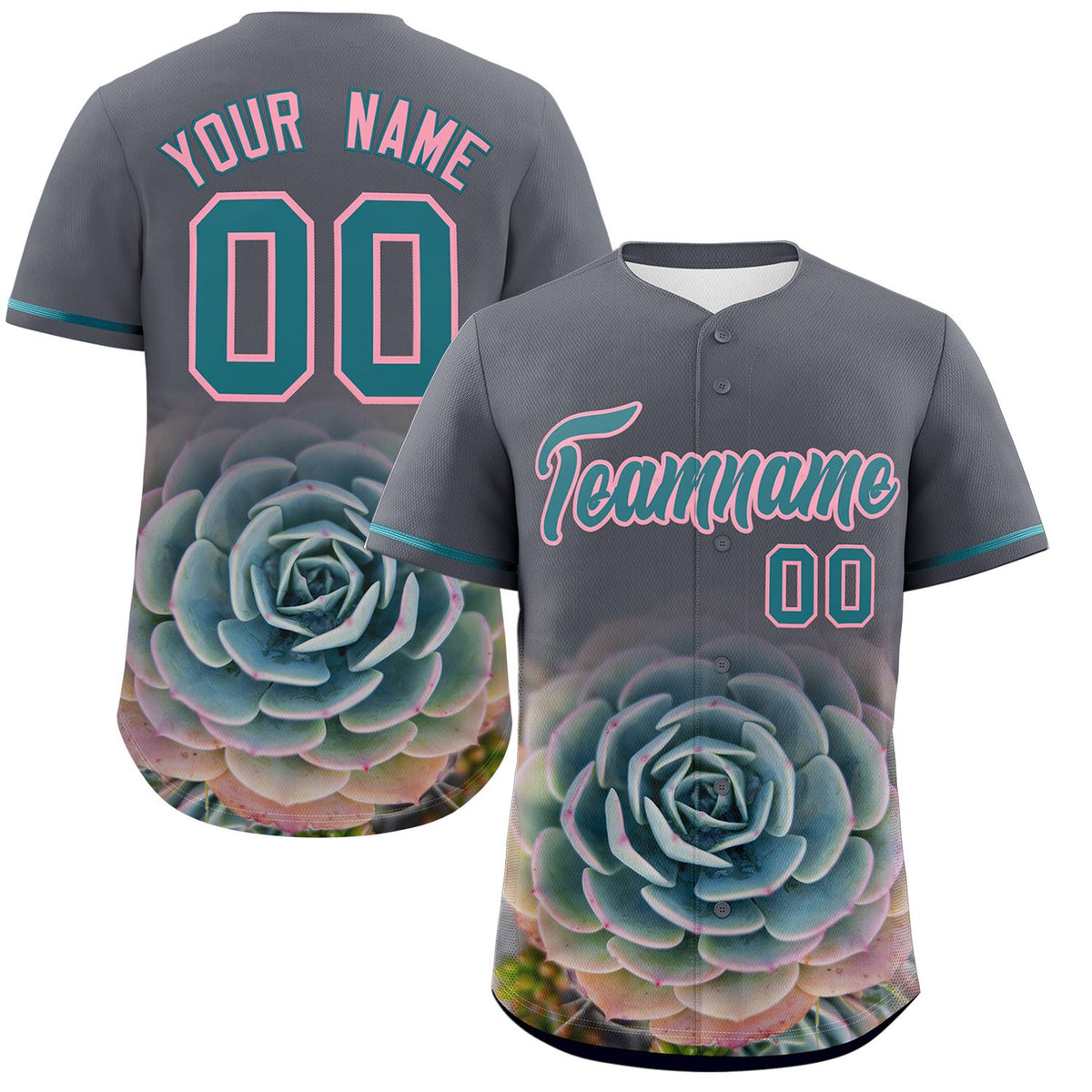 Custom Dark Gray Personalized 3D Flower Design Authentic Baseball Jersey | KXKSHOP
