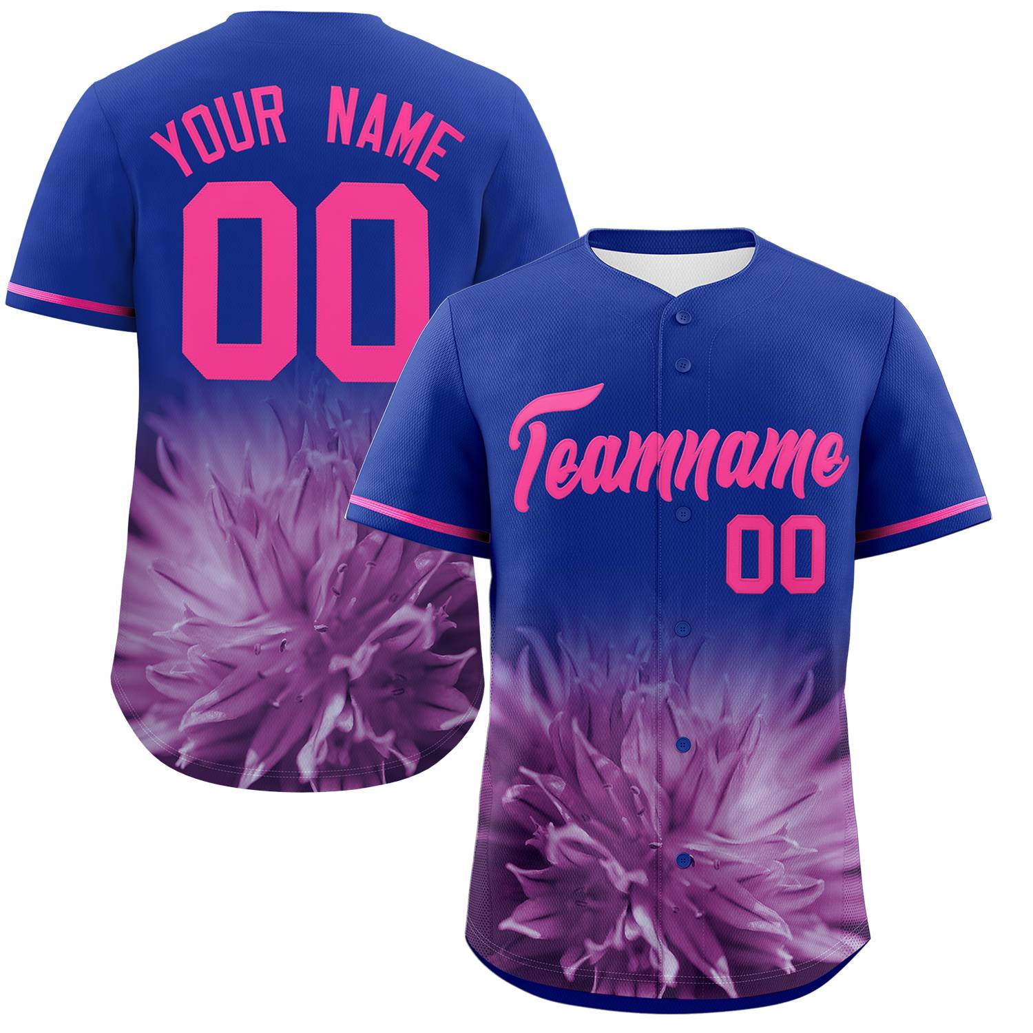 Custom Royal Personalized 3D Flower Design Authentic Baseball Jersey | KXKSHOP